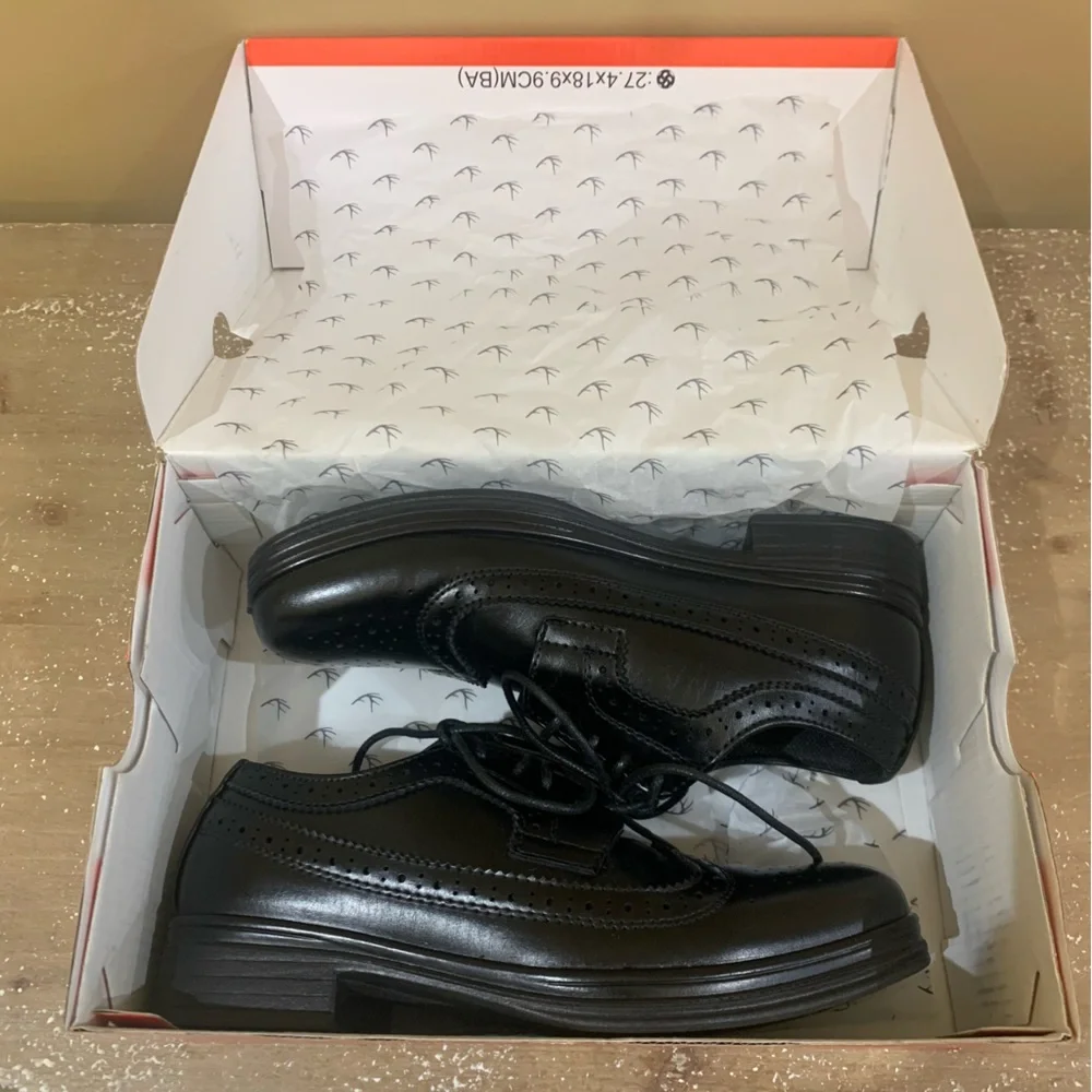 Deer Stags Boys Ace Wingtip Oxford Comfort Dress Shoes Size 1.5 Black